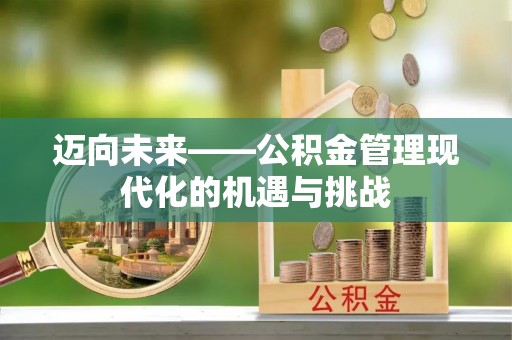 临清迈向未来——公积金管理现代化的机遇与挑战