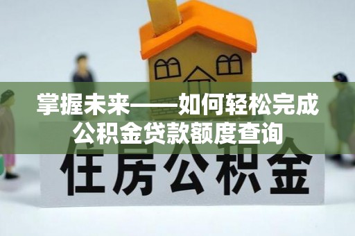 临清掌握未来——如何轻松完成公积金贷款额度查询